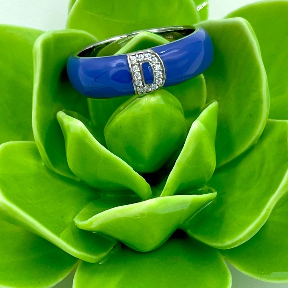 Diamonique D Initial Ring Size 9 NIB